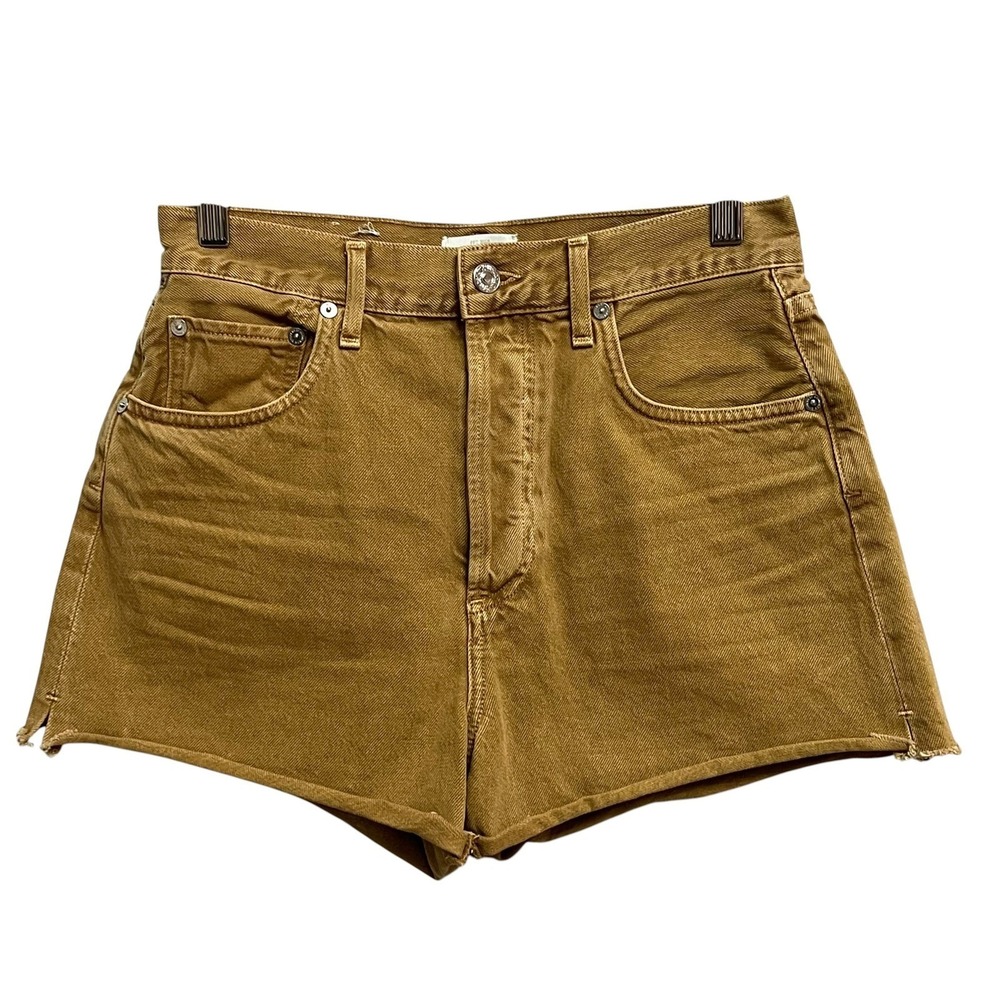 Citizens of Humanity Marlow Shorts Size 25 Brown Denim High Rise Raw Hem Cut Off
